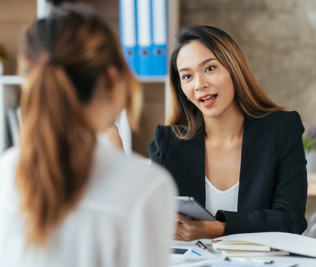 Women discussing business