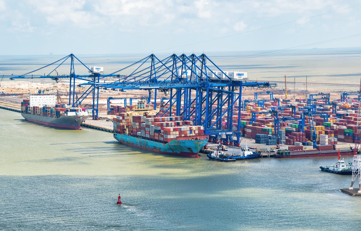 Container port at Hai Phong, Vietnam