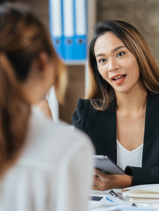 Women discussing business